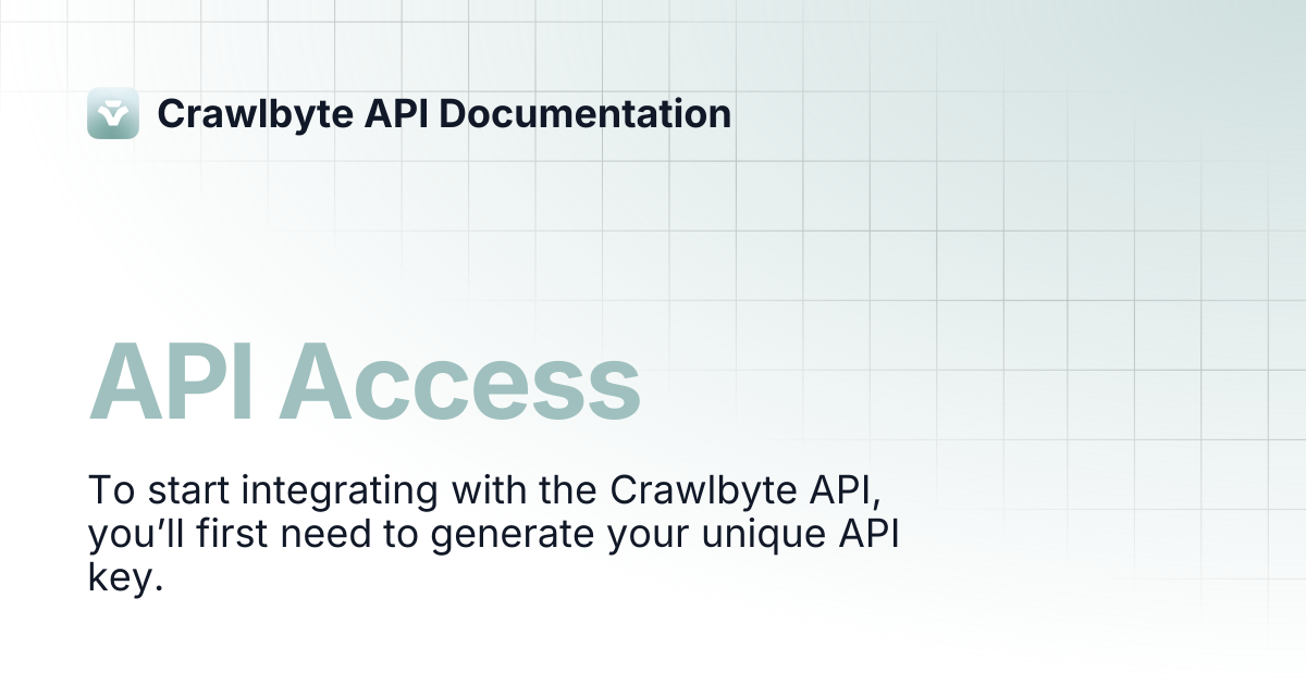 API Access | Crawlbyte API Documentation